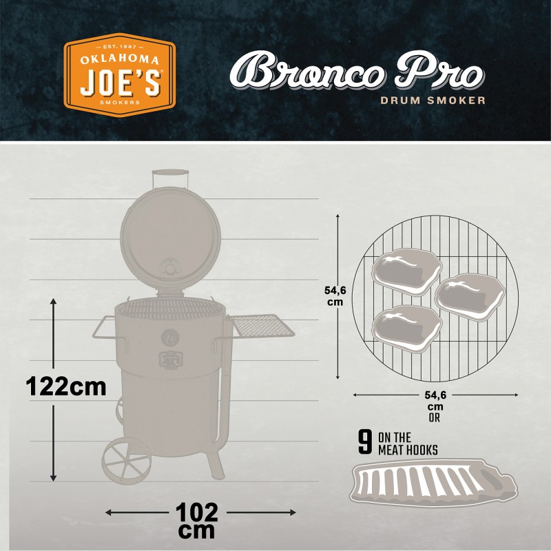 Коптильня Oklahoma Joe's Drum Bronco Pro оранжевая